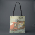 Bolsa Tote Vintage Science Fiction Steampunk Subsea in Sea<br><div class="desc">Fácil de personalizar a bolsa de tote, apenas adicione seu nome! Imagem de vintage: futurista Science Fiction steampunk viagem e imagem de transporte. Um submarino vitoriano a viajar debaixo do mar com um grupo de turistas a ver com peixes, águas-vivas e outras espécies marinhas. Um clássico design de ficção científica...</div>