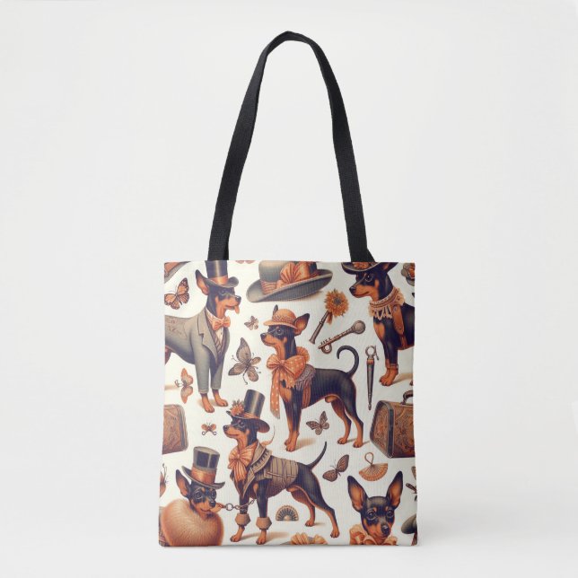 Bolsa Tote Vintage Seamless Pinscher (Frente)