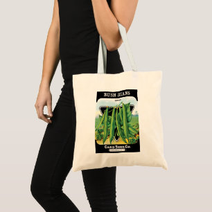 Bolsa Tote Vintage Seed Packet Label Art, Bush Bean Vegggies
