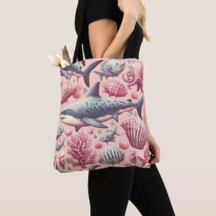 Bolsa Tote Vintage Shark Seamless