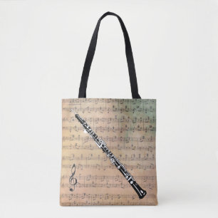 Bolsa Tote Vintage Sheet Music Com Oboe