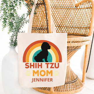 Bolsa Tote Vintage Shih Tzu Dog Mãe Sunset Personalizado