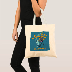Bolsa Tote Vintage Skeleton surfing California Beach