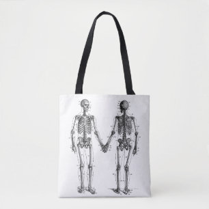 Bolsa Tote Vintage Skeletons Diagrama com Ossos Numerados