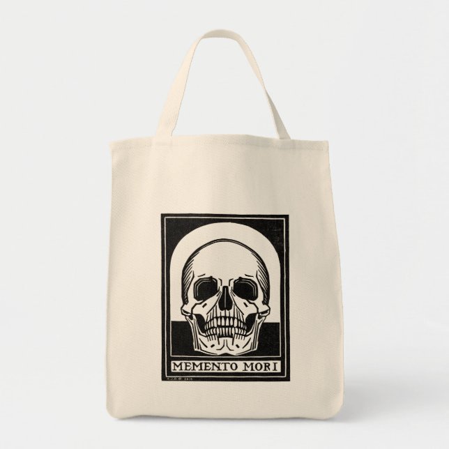 Bolsa Tote Vintage Skull Illustration Black White (Frente)