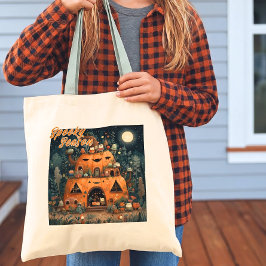 Bolsa Tote Vintage Spooky Season Pumpkin House Halloween