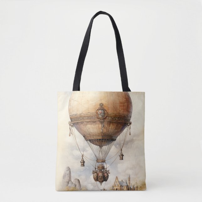 Bolsa Tote Vintage Steampunk Hot Air Balloon (Frente)