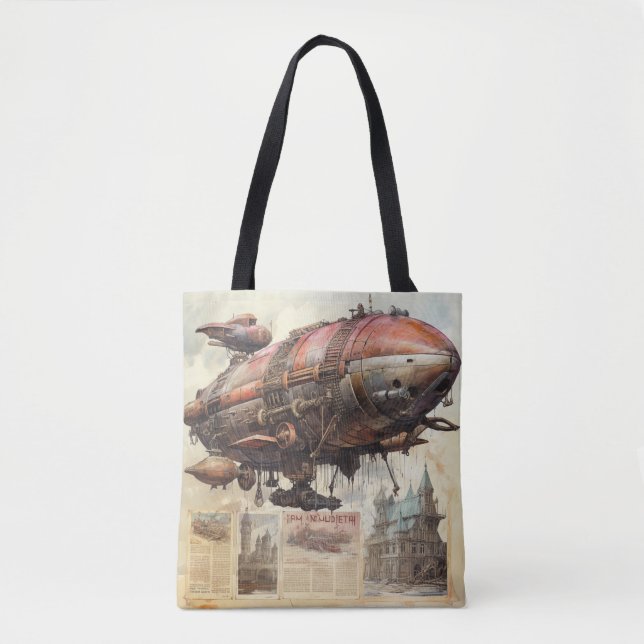 Bolsa Tote Vintage Steampunk Zeppelin (9) (Frente)