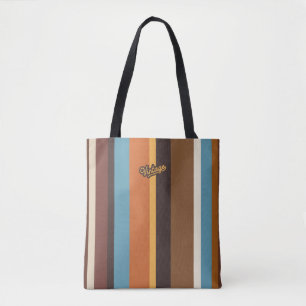 Bolsa Tote Vintage stripes sem costura amarelo e castanho