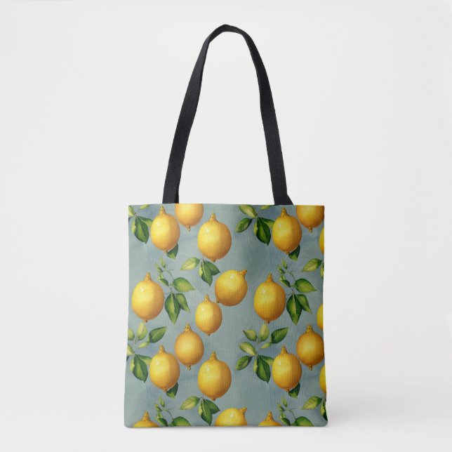 Bolsa Tote Vintage Style Lemons Pattern Wallpaper Art (Frente)