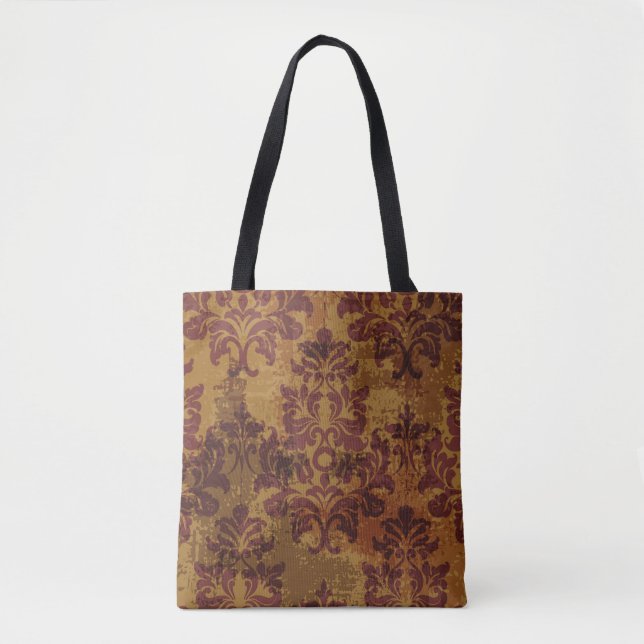 Bolsa Tote Vintage, textura rococó barroca. (Frente)