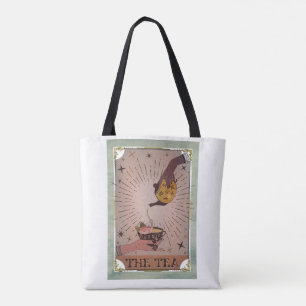 Bolsa Tote Vintage The Tea Tarot Buquê de Bruxa & Xícara de C