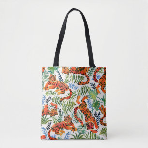 Bolsa Tote Vintage Tiger Jungle Watercolor