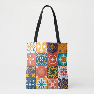 Bolsa Tote Vintage tiles Vintage background. Traditional geom