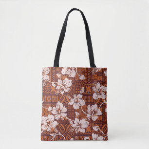 Bolsa Tote Vintage tribal flores de hibisco do Havaí