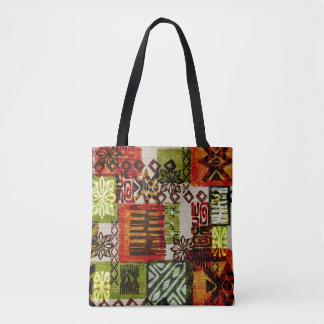 Bolsa Tote Vintage tropical dos anos 60 casca de casca de cas (Frente)