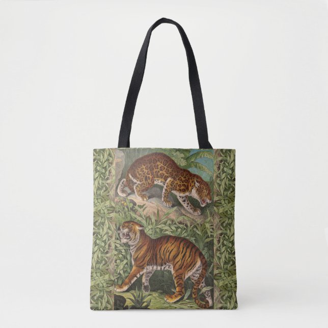 Bolsa Tote Vintage Tropical Selgle Leopard Tiger (Frente)