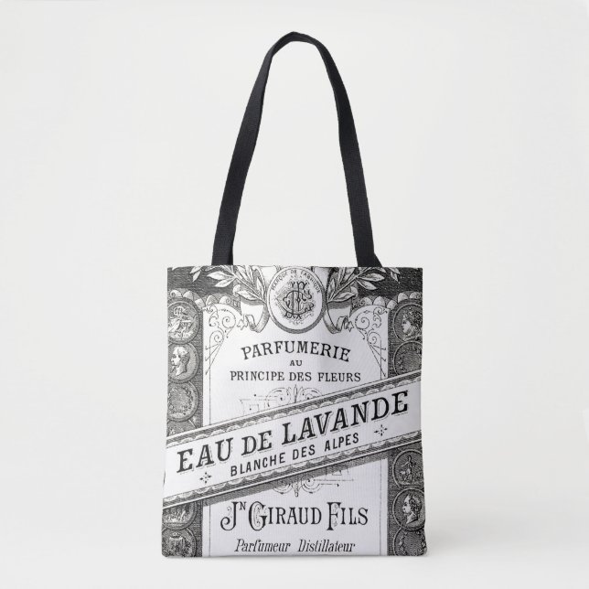Bolsa Tote Vintage Typografia Perfume Advertisement (Frente)