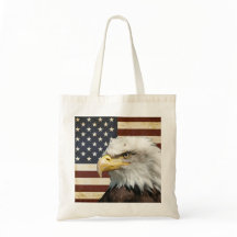 Vintage US Flag com American Bald Eagle Americano