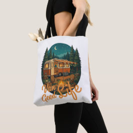 Bolsa Tote Vintage Van Life Good Life Adventure Camping Badge