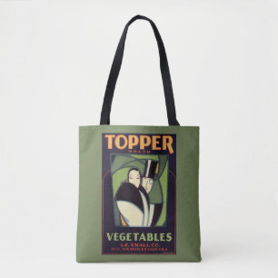 Bolsa Tote Vintage Vegetable Topper Label, Art Deco Romance