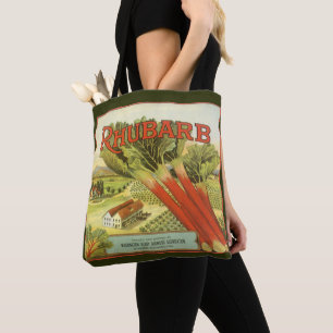 Bolsa Tote Vintage Vegetal Pode Rotular Arte, Fazenda Rhubarb