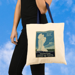 Bolsa Tote Vintage Velho Fiel no Parque Nacional de Yellowsto