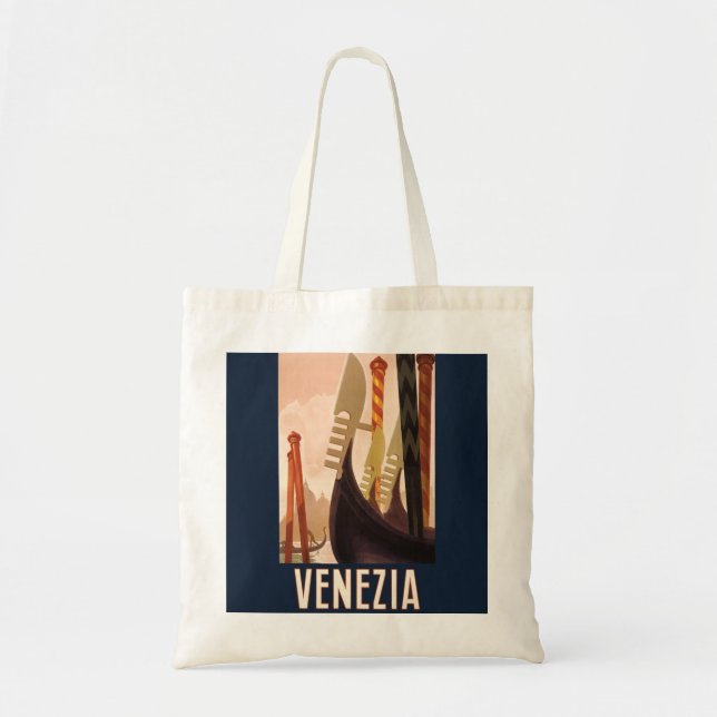 Bolsa Tote Vintage Veneice Itália Gondola Viagem (Frente)