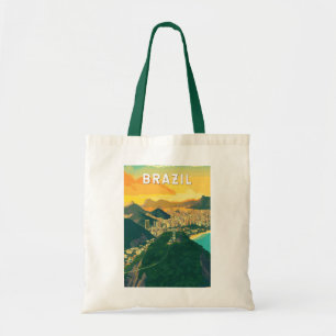 Bolsa Tote Vintage Viagem de ilustração do Brasil