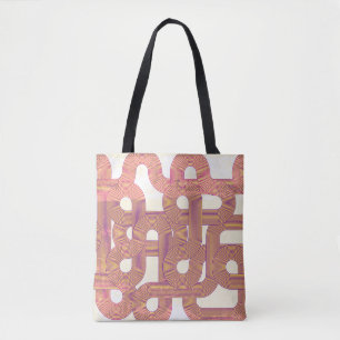 Bolsa Tote Vintage Vibrante: Linhas Coloridas Abstrato