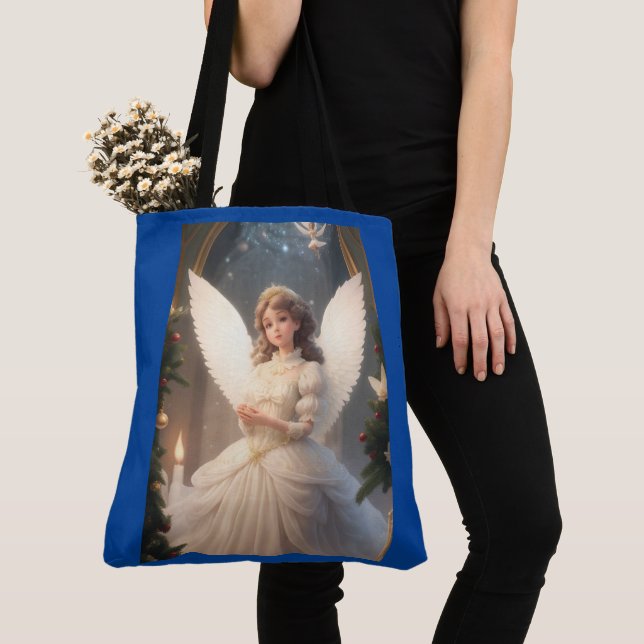 Bolsa Tote Vintage Victorian Christmas Angel (Close Up)