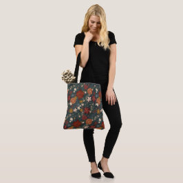 Bolsa Tote Vintage vitoriosa florais verdes escuros