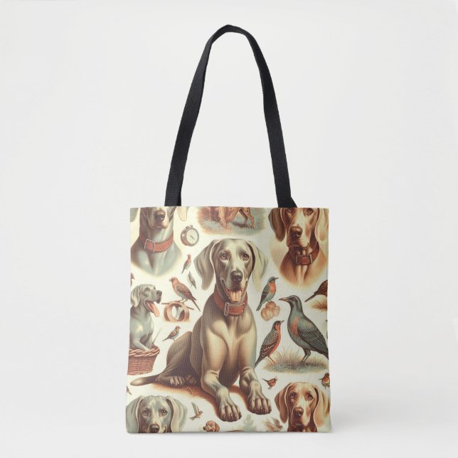 Bolsa Tote Vintage Weimaraner Seamless (Frente)