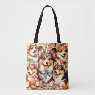 Bolsa Tote Vintage Welsh Corgi Cardigan Seamless