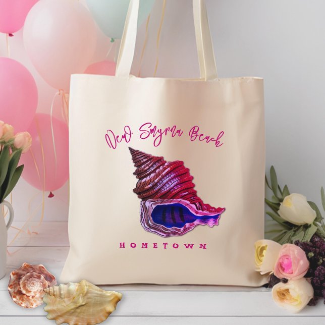 Bolsa Tote Vintage Whelk Seashell Texto Personalizado (Criador carregado)