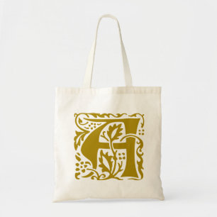 Bolsa Tote Vintage William Morris Brown Beige Monograma A