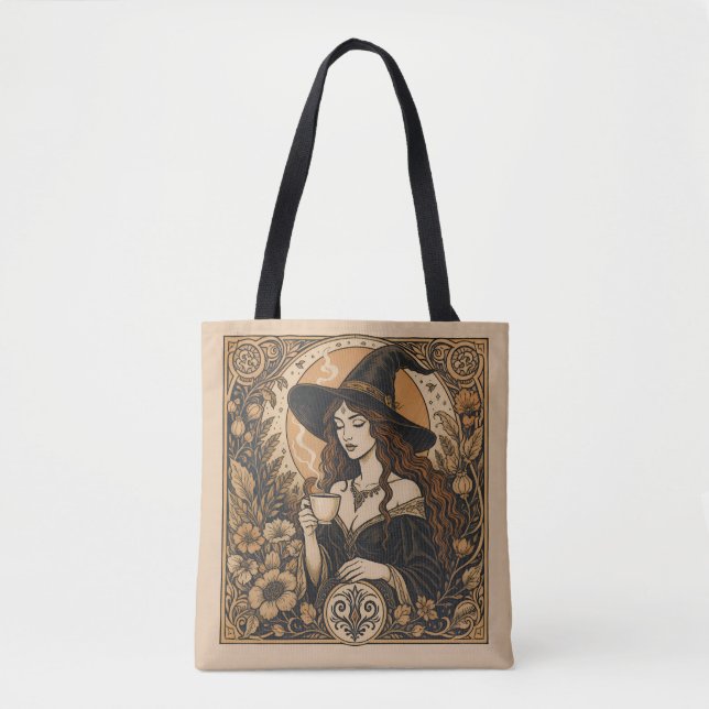 Bolsa Tote Vintage Witch Tea Time (Frente)