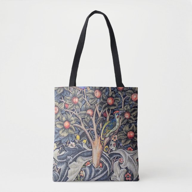 Bolsa Tote Vintage Woodpecker Floral Tapeçaria William Morris (Frente)