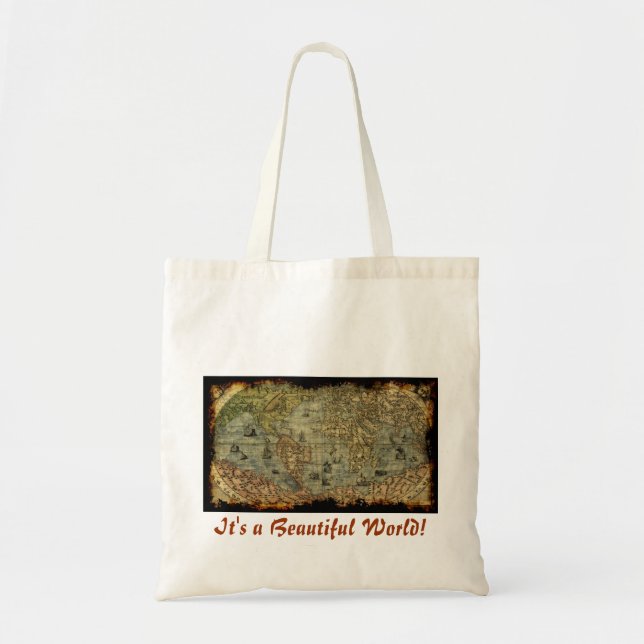 Bolsa Tote Vintage World Map Tote Bag (Frente)