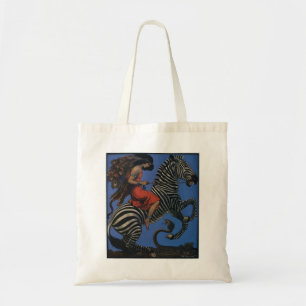 Bolsa Tote Vintage Zebra com Art Nouveau Woman Rider