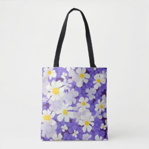 Bolsa Tote Vintagem Colorida: Padrão de Flor Sem Costura