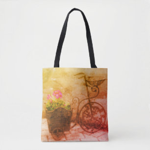 Bolsa Tote Vintagem da Bicicleta Flor Distante