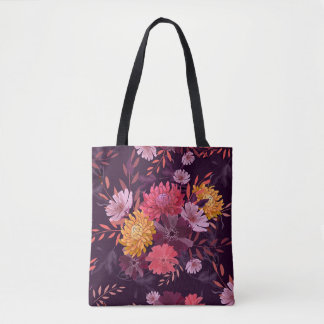 Bolsa Tote Vintagem Floral: Esplendor do Jardim do outono