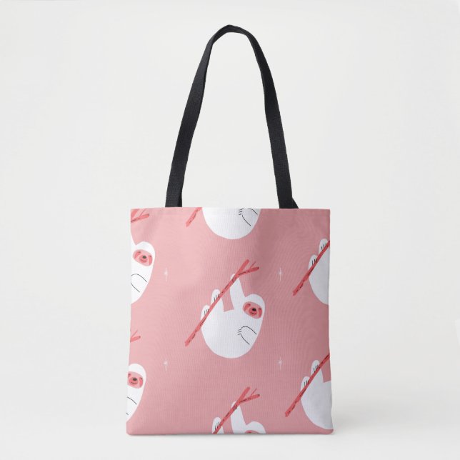 Bolsa Tote Vintagem Tropical Vermelha Rosa (Frente)
