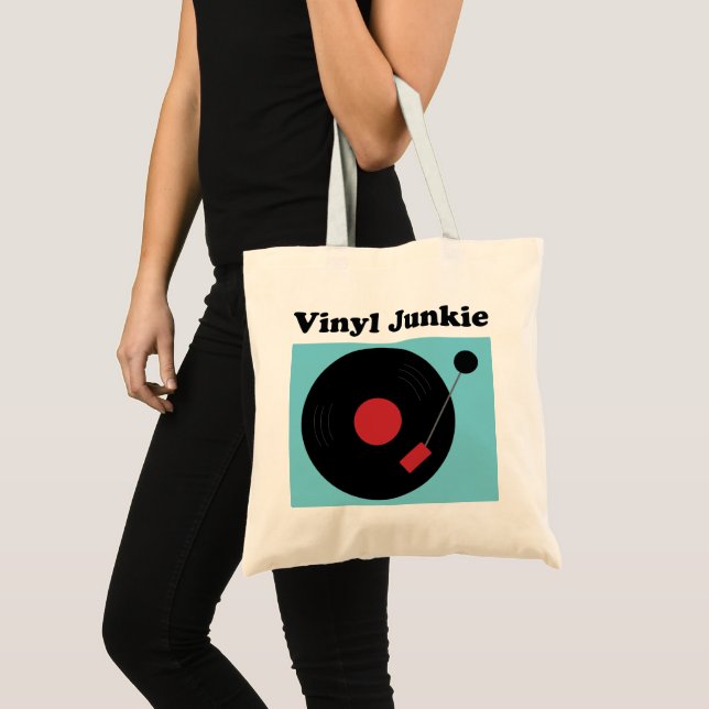 Bolsa Tote Vinyl Junkie Modern Record Lover (Frente (produto))