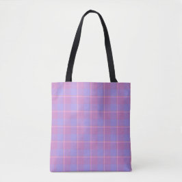 Bolsa Tote Viola and Dull Lavender Plaid Pink Purple