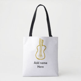 Bolsa Tote Violão acústico brilho dourado adicionar nome dood