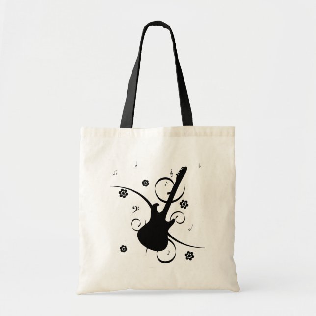 Bolsa Tote Violão com notas musicais (Frente)