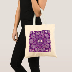 Bolsa Tote Violet Mandala Yoga Instrutor Lotus Vintage