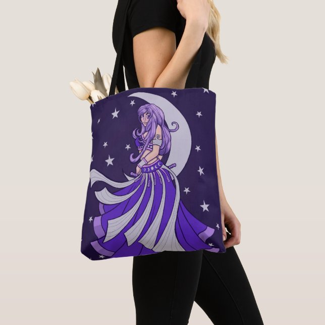 Bolsa Tote Violet Moon Deusa Belly Dancer Arte Roxa (Close Up)